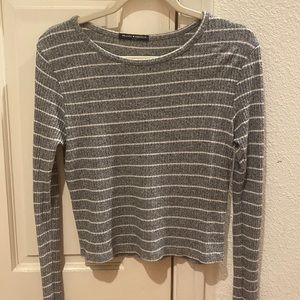 Brandy Melville Gray Stripe Long Sleeve